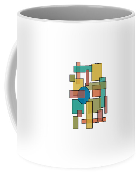 Mid Century Coffee Mug featuring the digital art Mid Century Modern Blocks, Rectangles and Circles by DB Artist
