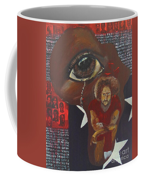 Flag Coffee Mug featuring the painting Blood on the Flag by Saundra Johnson