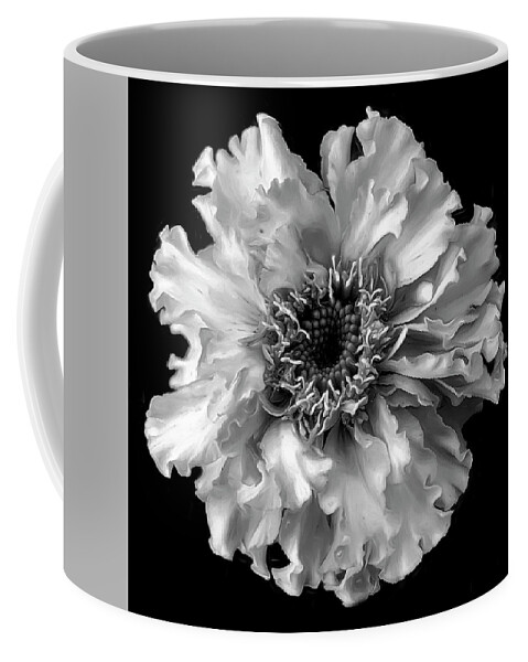  Coffee Mug featuring the mixed media Bloom in Black and White by Cindy Greenstein