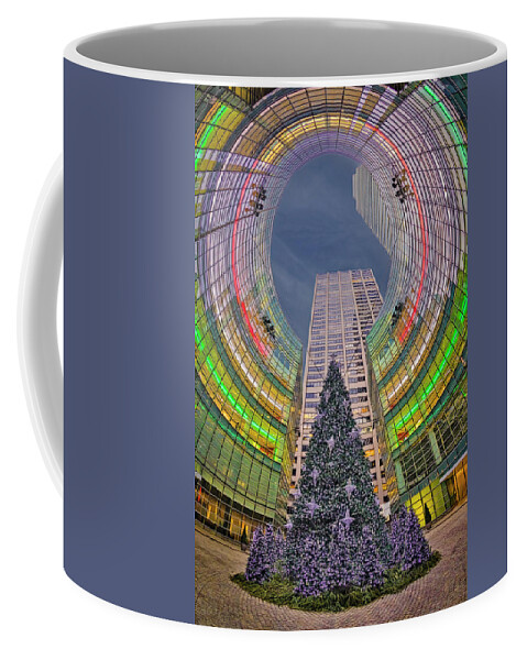 New York City Coffee Mug featuring the photograph Bloomberg Tower NYC Christmas Tree by Susan Candelario