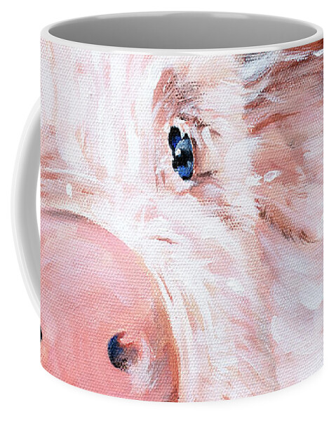 Pig Coffee Mug featuring the painting Blossom - Pink Pig by Annie Troe