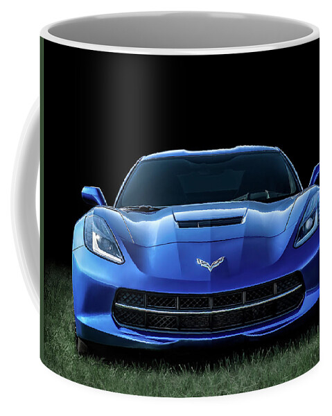 Corvette Coffee Mug featuring the digital art Blue 2013 Corvette by Douglas Pittman
