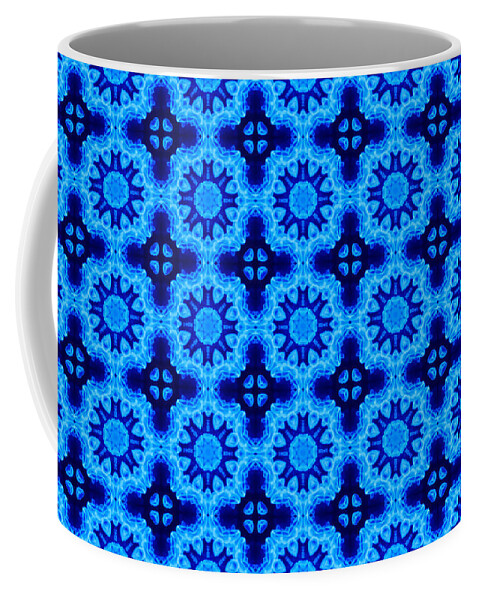 Blue Coffee Mug featuring the digital art Blue Abstract Geometric Art by Caterina Christakos