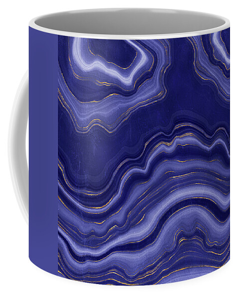 Blue Agate Coffee Mug featuring the painting Blue Agate With Gold by Modern Art