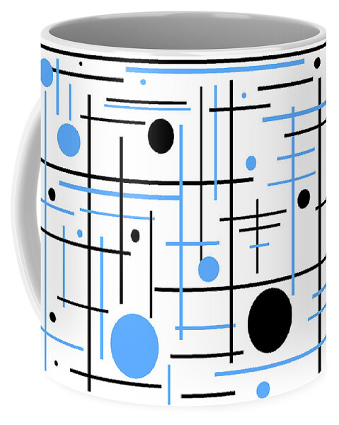 Abstract Coffee Mug featuring the digital art Blue And Black Geometric Shapes by Kirt Tisdale