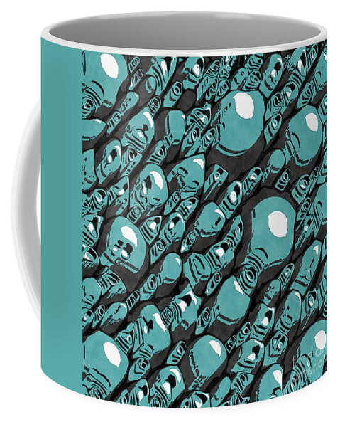 Blue Coffee Mug featuring the digital art Blue And Grey Abstract by Phil Perkins