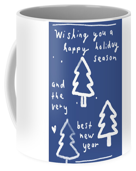 Holiday Coffee Mug featuring the digital art Blue And White Holiday by Ashley Rice