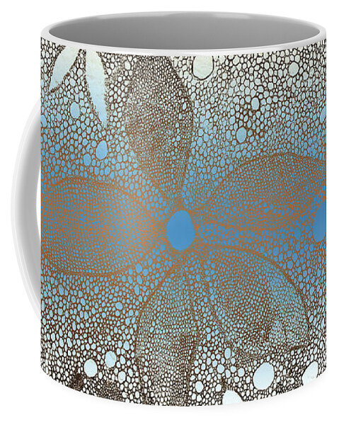 Flower Coffee Mug featuring the mixed media Blue Antique Flowers In Lace by Melinda Firestone-White