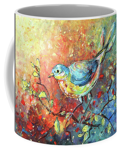 Birds Coffee Mug featuring the painting Blue Bird 01 by Miki De Goodaboom