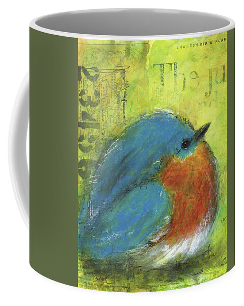 Blue Bird Coffee Mug featuring the painting Blue Bird by Patricia Lintner