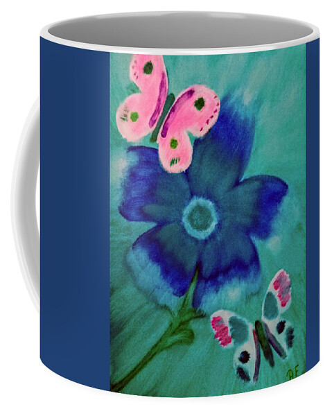 Blue Coffee Mug featuring the painting Blue Blossom by Anna Adams
