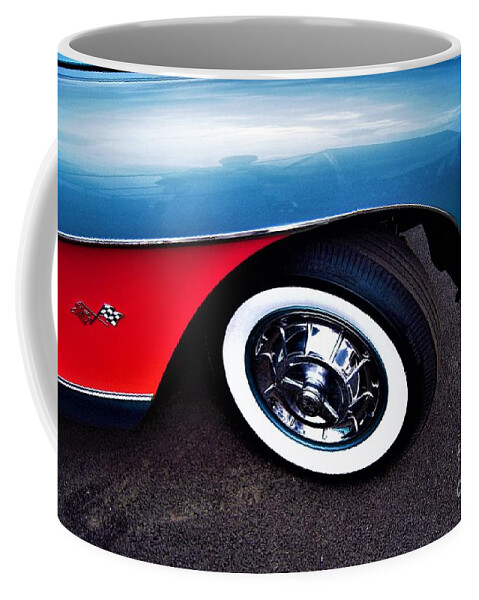 Corvette Coffee Mug featuring the photograph Blue Corvette with Red by Don Struke