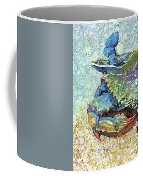 Crab Coffee Mug featuring the painting Blue Crab-pastel colors by Hailey E Herrera