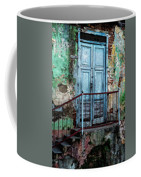Havana Cuba Coffee Mug featuring the photograph Blue Door by Tom Singleton