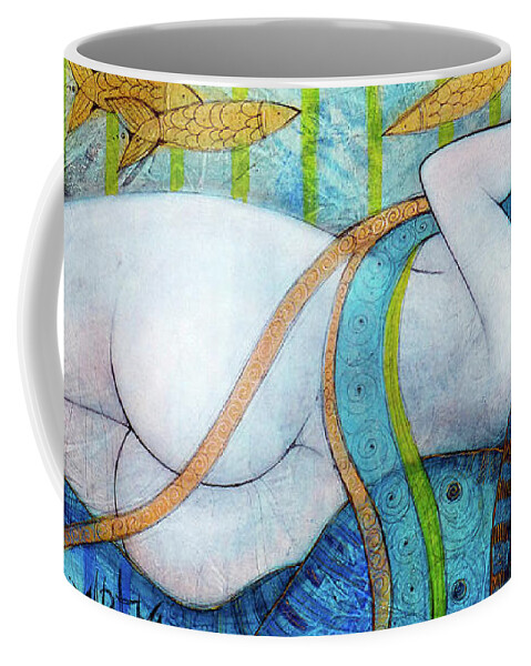 Albena Coffee Mug featuring the painting Blue Dreams by Albena Vatcheva