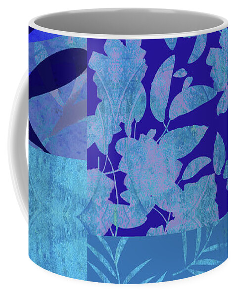 Blue Garden Coffee Mug featuring the mixed media Blue Garden Quilt by Nancy Merkle