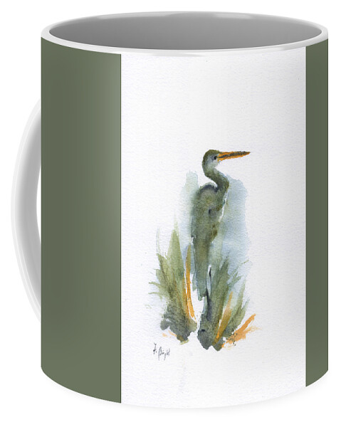 Blue Heron Profile Coffee Mug featuring the painting Blue Heron Profile by Frank Bright