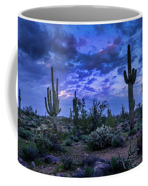 Blue Hour Coffee Mug featuring the photograph Blue Hour In The Desert by Lorraine Baum