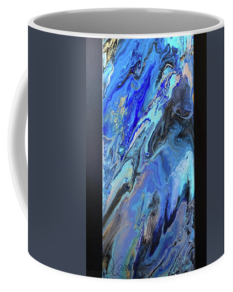 Abstract Acrylic Art Coffee Mug featuring the painting Blue Jazz by Donna Carrillo