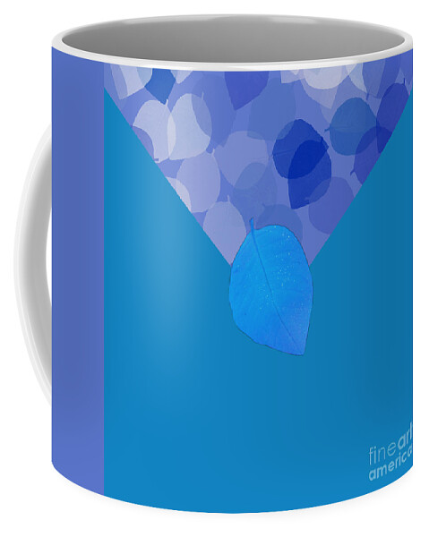 Blue Coffee Mug featuring the digital art Blue Leaf Collage Design for Bags by Delynn Addams