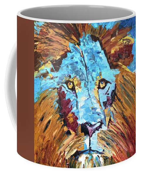 Painting Coffee Mug featuring the painting Blue Lion by Mark Ross