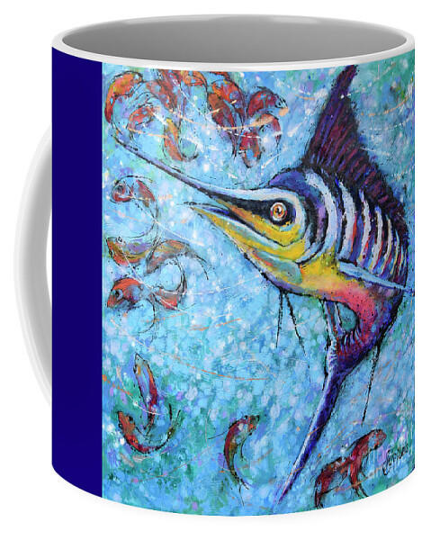 Blue Marlin Coffee Mug featuring the painting Blue Marlin Hunting by Jyotika Shroff