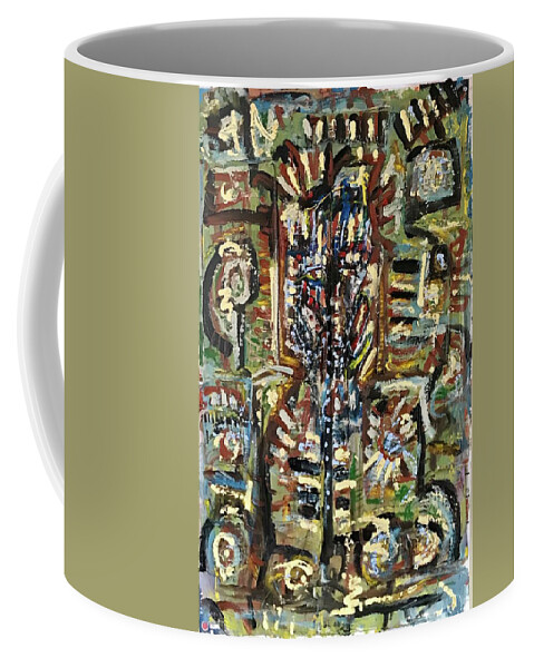 Abstract  Coffee Mug featuring the painting Blue Mask by Gustavo Ramirez