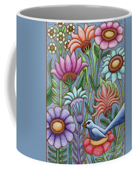 Bird Coffee Mug featuring the painting Blue Meadow Breeze by Amy E Fraser