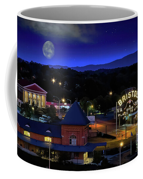 Moon Coffee Mug featuring the photograph Blue moon over Bristol by Shelia Hunt
