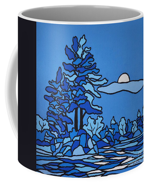 Trees Coffee Mug featuring the painting Blue Moon by Petra Burgmann