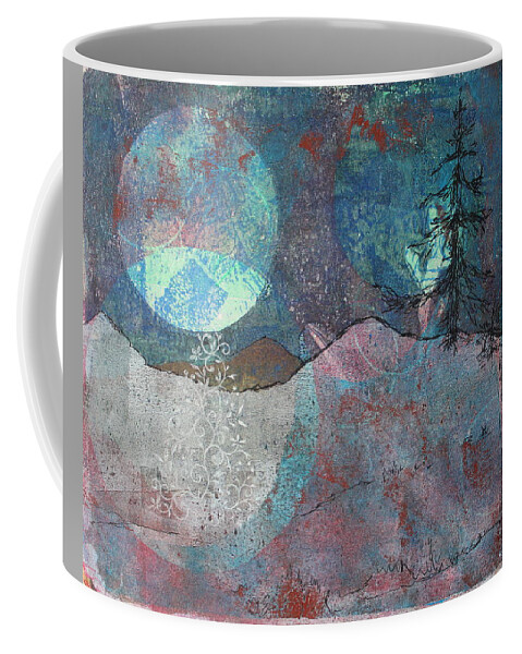 Moonrise Coffee Mug featuring the painting Blue Moon by Ruth Kamenev