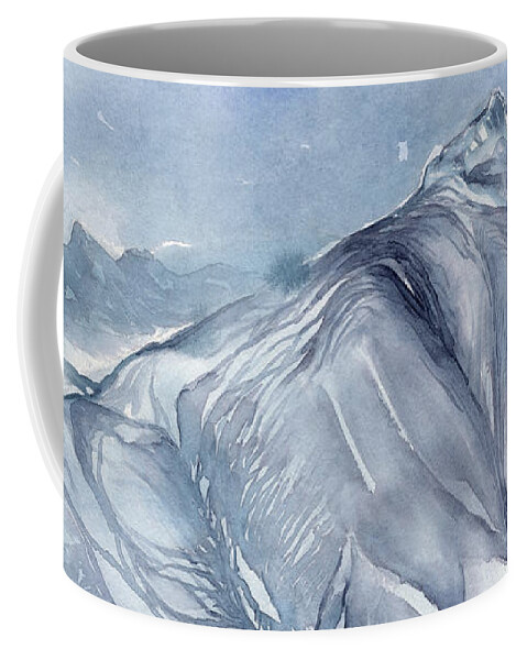 Mountain Landscape Coffee Mug featuring the painting Blue mountain landscape, Sierra de Bernia by Adriana Mueller