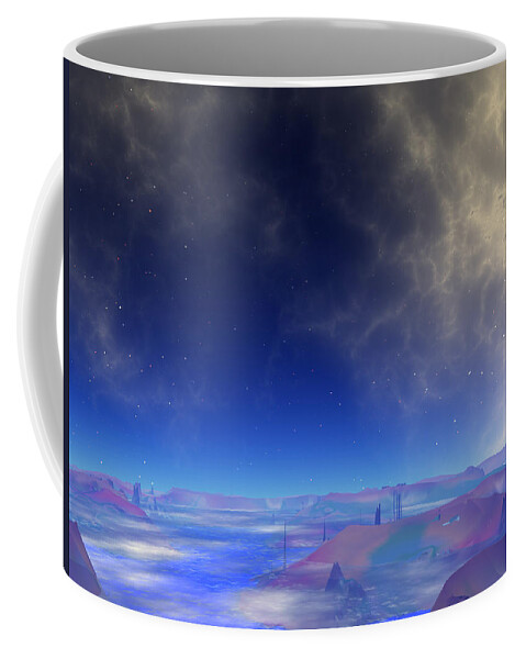 Blue Coffee Mug featuring the digital art Blue Psyche by Bernie Sirelson