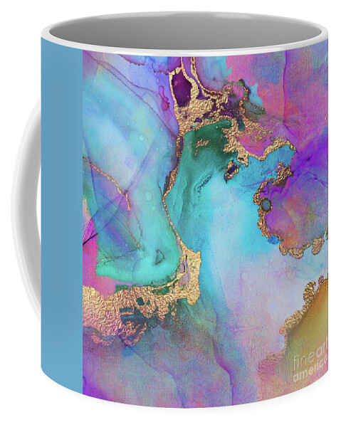 Abstract Art Coffee Mug featuring the painting Blue, Purple And Gold Abstract Watercolor by Modern Art