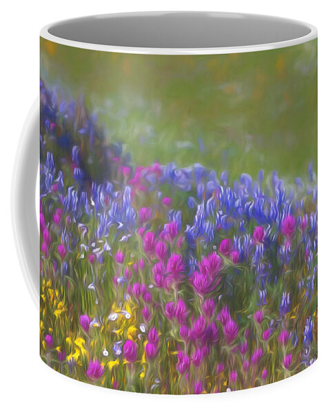 Wildflowers Coffee Mug featuring the photograph Blue Purple And Yellow Wildflowers by Alessandra RC
