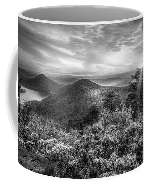 Benton Coffee Mug featuring the photograph Blue Ridge Overlook Great Smoky Mountains Black and White by Debra and Dave Vanderlaan