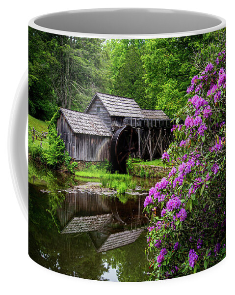 Landscape Coffee Mug featuring the photograph Blue Ridge Parkway Virginia Mabry Mill Spring Morning by Robert Stephens