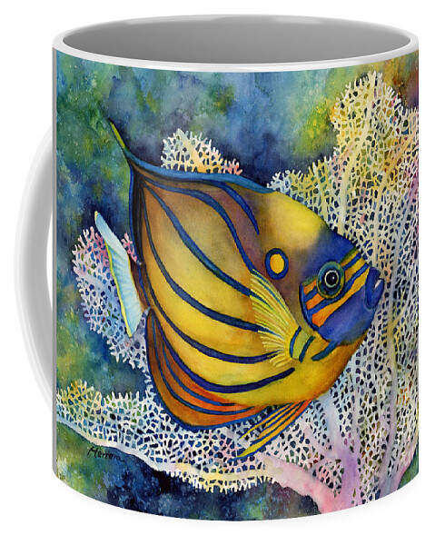 Fish Coffee Mug featuring the painting Blue Ring Angelfish by Hailey E Herrera