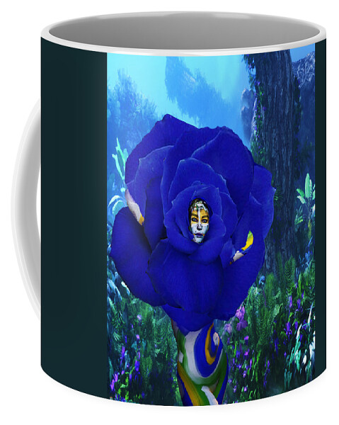 Blue Coffee Mug featuring the digital art Blue Rose by Williem McWhorter