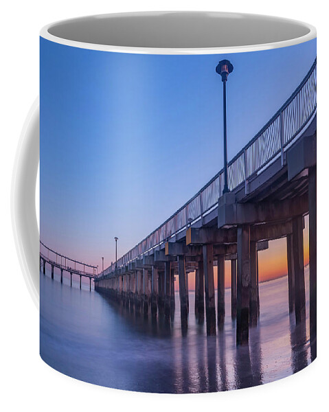 Coney Island Beach Coffee Mug featuring the photograph Blue Sunset by Cate Franklyn