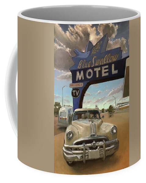 Route 66 Coffee Mug featuring the painting Blue Swallow Motel Route 66 by Elizabeth Jose