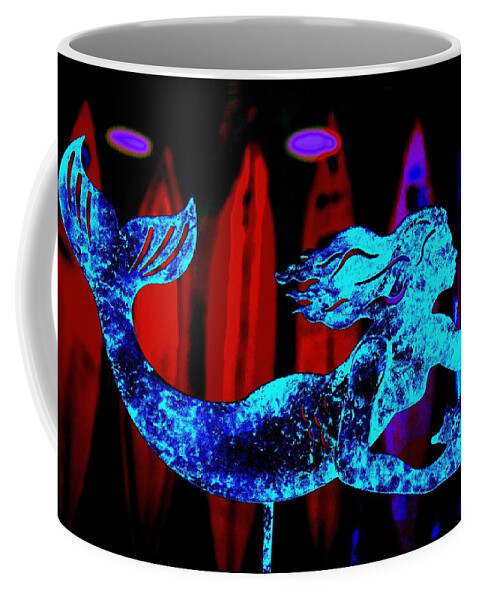 Blue Coffee Mug featuring the digital art Blue Tail Mermaid by Larry Beat