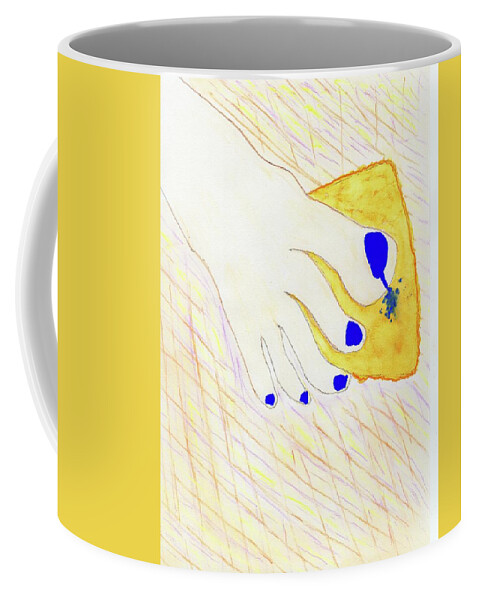 Jim Taylor Coffee Mug featuring the painting Blue The Big Toe by Jim Taylor