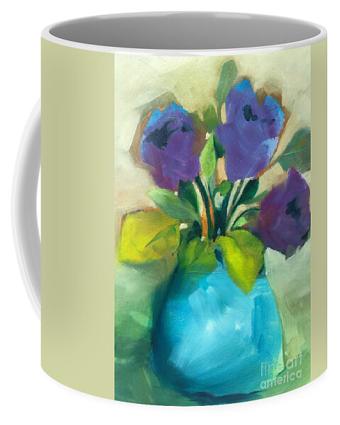 Flowers Coffee Mug featuring the painting Blue Vase by Michelle Abrams