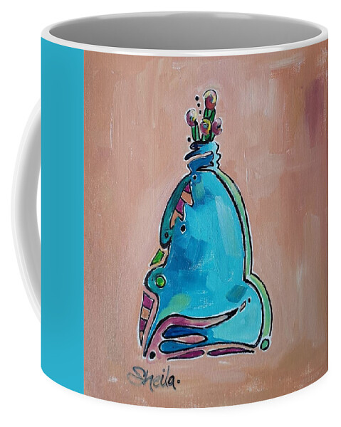 Floral Coffee Mug featuring the painting Blue Vase by Sheila Romard