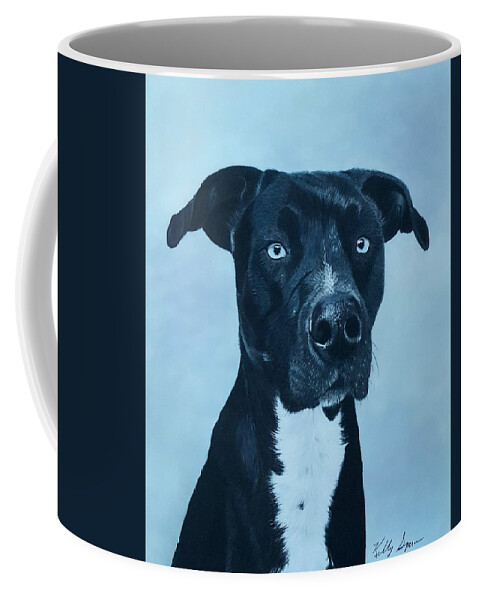 Dog Coffee Mug featuring the drawing Blue without You by Kelly Speros