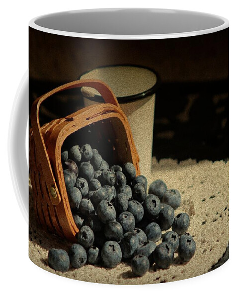 Blueberries Coffee Mug featuring the photograph Blueberries in Basket - Old World Stills Series by Colleen Cornelius