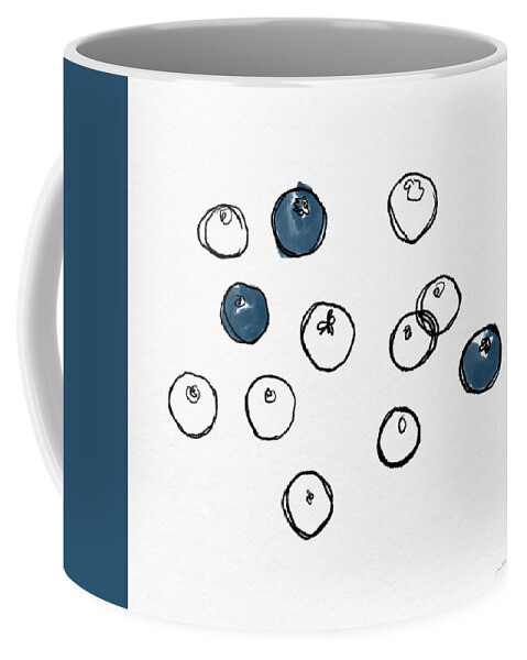 Naive Line Drawing Coffee Mug featuring the mixed media Blueberry Sketch- Art by Linda Woods by Linda Woods