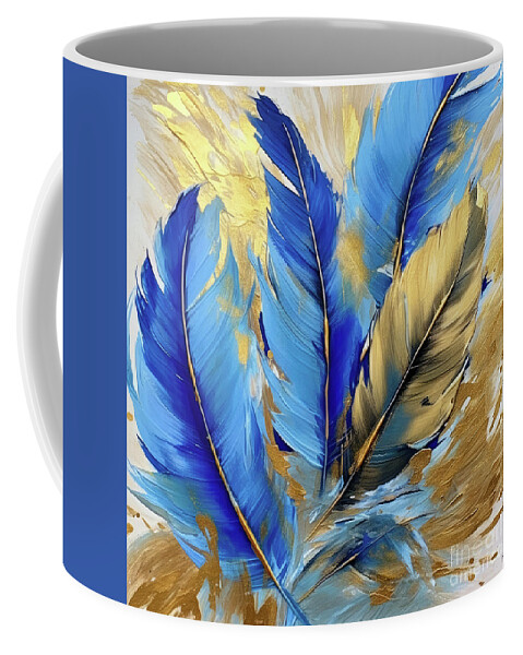 Bluebird Feathers Coffee Mug featuring the painting Bluebird Shimmer by Tina LeCour