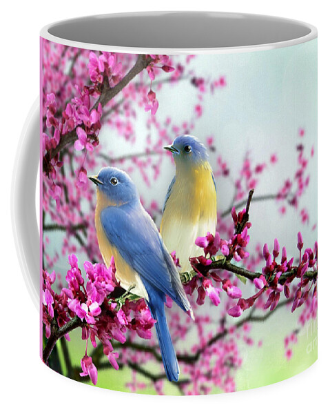 Bluebirds Coffee Mug featuring the digital art Bluebirds by Morag Bates